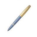 Picture of Parker 100 Diamond Blue Gold Trim Fountain Pen Broad Point