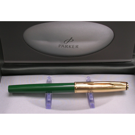 Parker Reflex Rollerball Pen Green & Silver New In Box 
