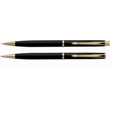 Parker Insignia Matte Black Gold Trim Ballpoint Pen and Pencil Set ...