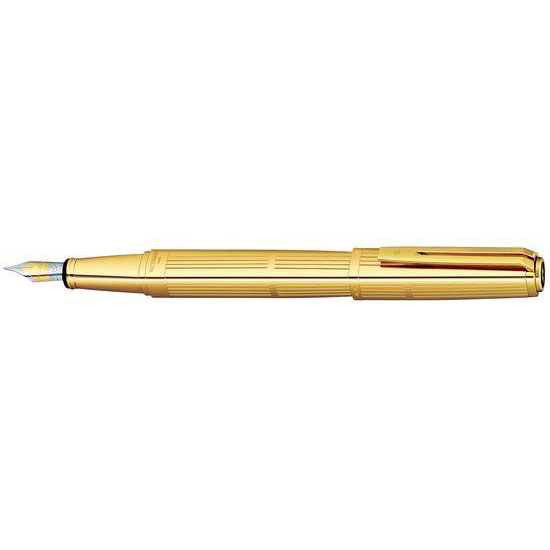 Waterman Flash Gray Fountain Pen 18k 750 Gold Nib Gold Trim Gold Plated Cap Made in France