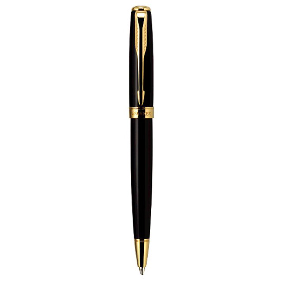 2pc Classic design natte black pen white golden Trim Ballpoint Pen 