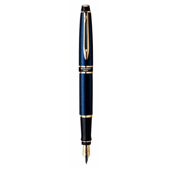 Waterman Expert Smart Blue Gold Trim Fountain Pen Medium Nib