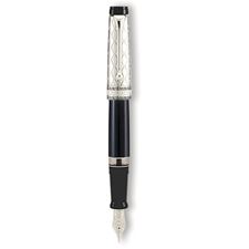 Picture of Aurora Riflessi Sterling Silver Cap with Black Barrel Fountain Pen Extra Fine Nib