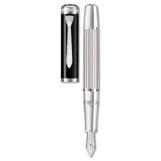 Pelikan 7005 Majesty Black And Silver Fountain Pen Fine NibMontgomery
