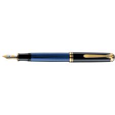 Picture of Pelikan Souveran 600 Black And Blue Fountain Pen Extra Fine Nib