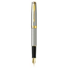 Picture of Parker Sonnet Stainless Steel Gold Trim Fountain Pen Fine Nib