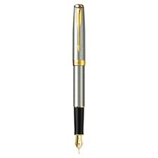 Picture of Parker Sonnet Stainless Steel Gold Trim Fountain Pen Medium Nib