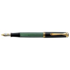 Picture of Pelikan Souveran 300 Black And Green Fountain Pen Fine Nib
