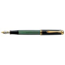 Picture of Pelikan Souveran 300 Black And Green Fountain Pen Broad Nib