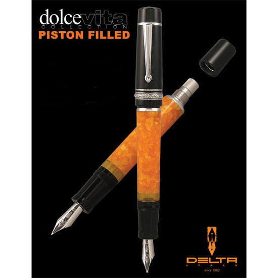 Delta Dolcevita Piston Fill Fountain Pen Broad NibMontgomery Pens