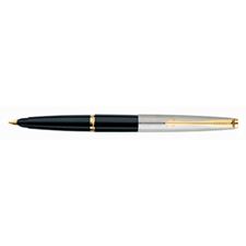 Picture of Parker 45 Stainless Steel and Black Gold Trim with Flat Top Fountain Pen Fine Nib