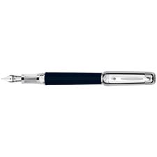 Picture of Tibaldi for Bentley Azure Imperial Blue Leather Silver Fountain Pen Medium Nib