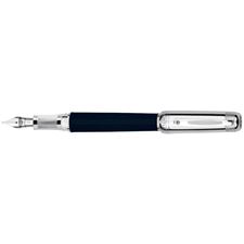Picture of Tibaldi for Bentley Azure Imperial Blue Leather Silver Fountain Pen Broad Nib