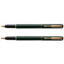 Picture of Parker Rialto Matte Green Gold Trim Fountain Pen and Ballpoint Pen Set