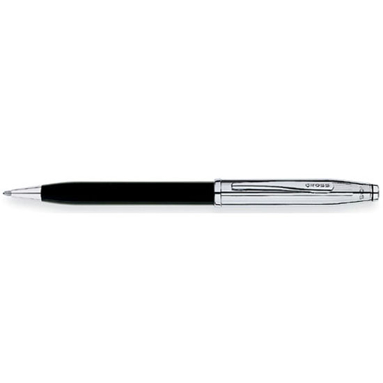 Cross Century II Black Lacquer & Chrome Fountain Pen & Ballpoint Pen Set In Box 