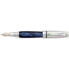 Picture of Montegrappa Miya Argento Midnight Blue Celluloid Fountain Pen - Oblique Medium Nib