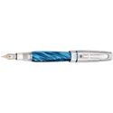 Picture of Montegrappa Miya Argento Turquoise Blue Celluloid Fountain Pen - Oblique Medium Nib