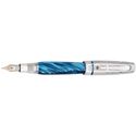 Picture of Montegrappa Miya Argento Turquoise Blue Celluloid Fountain Pen - Oblique Broad Nib