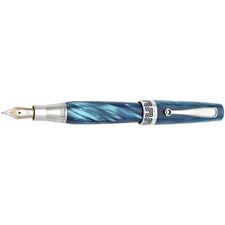 Picture of Montegrappa Miya Turquoise Blue Celluloid Fountain Pen - Broad Nib