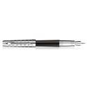 Picture of Parker Premier Deluxe Black Silver Trim Silver Cap Fountain Pen Medium Point