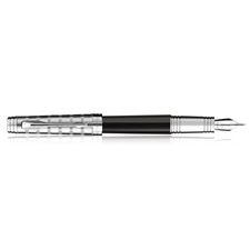 Picture of Parker Premier Deluxe Black Silver Trim Silver Cap Fountain Pen Medium Point