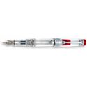 Picture of Aurora Optima Demonstrator Chrome Trims Red Aurorloide Fountain Pen Fine Nib