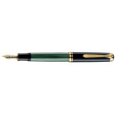 Picture of Pelikan Souveran 600 Black And Green Fountain Pen Very Broad Nib