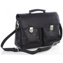 Picture of Aston Leather Briefcase with Gusseted Front Locked Pockets for Men