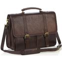 Picture of Aston Leather Brown Briefcase with two front pockets for Men