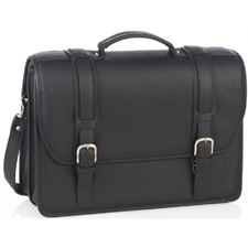 Picture of Aston Leather Double Compartment Briefcase for Men Black