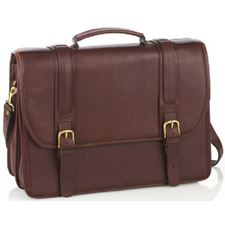 Picture of Aston Leather Double Compartment Briefcase for Men Brown