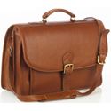 Picture of Aston Leather Briefcase with Front Gusseted Pocket for Men Tan