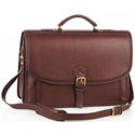 Picture of Aston Leather Briefcase with Front Gusseted Pocket for Men Brown