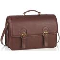 Picture of Aston Leather Oversized Multi-Compartment Briefcase for Men Brown