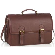 Picture of Aston Leather Oversized Multi-Compartment Briefcase for Men Brown