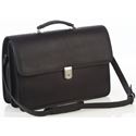 Picture of Aston Leather Oversized Multi-Compartment Briefcase for Men Black