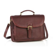 Picture of Aston Leather Single Compartment Briefcase for Men Brown