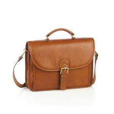 Picture of Aston Leather Single Compartment Briefcase for Men Tan