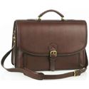 Picture of Aston Leather Ballisitic Double Compartment Briefcase for Men Brown