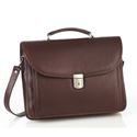 Picture of Aston Leather Single Compartment Briefcase for Men Brown