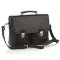 Picture of Aston Leather Expandable Double Compartment Briefcase for Men Black