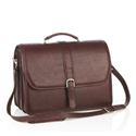 Picture of Aston Leather Triple Compartment Briefcase for Men Brown