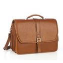 Picture of Aston Leather Triple Compartment Briefcase for Men Tan