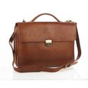 Picture of Aston Leather Triple Compartment Briefcase for Men Tan