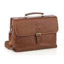 Picture of Aston Leather Quad Compartment Briefcase for Men Tan