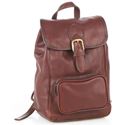 Picture of Aston Leather Small Drawstring Brown Backpack with Front Zip Pocket