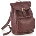 Picture of Aston Leather Medium Drawstring Brown Backpack w Front Zip Pocket