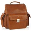 Picture of Aston Leather Oversize Backpack with 3 Large Outside Pockets Tan for Men