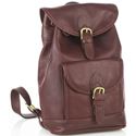Picture of Aston Leather Medium Drawstring Brown Backpack w Front Buckle Pocket