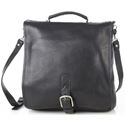 Picture of Aston Leather Large Convertible Long Flap Backpack Shoulder Bag Black